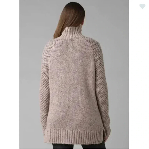 Prana Ibid Sweater Tunic Women’s Multi Tan Size Medium Wool Blend Turtleneck - Picture 2 of 9